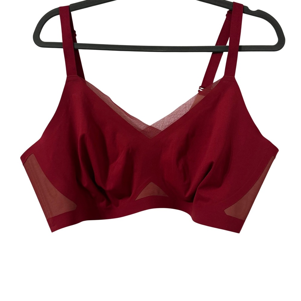 HoneyLove Crossover Bra Plus Size 2X Ruby Red Wireless (Removable Pads Not Incl)